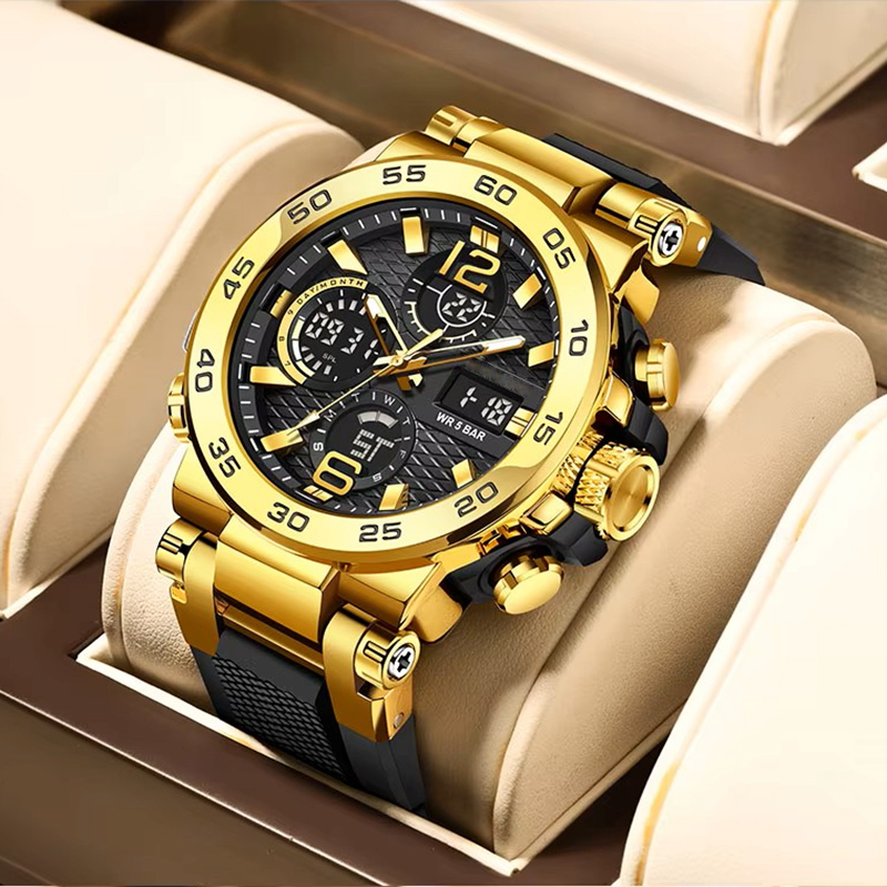 Luxury Watch Level - ساعة رياضية رجالية فاخرة باللون الأسود