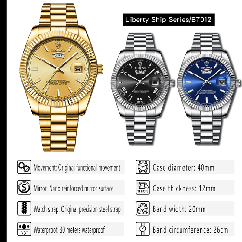 BINBOND B7012 ساعة كوارتز رياض - مراجعة Luxury Watch Omega وسعره