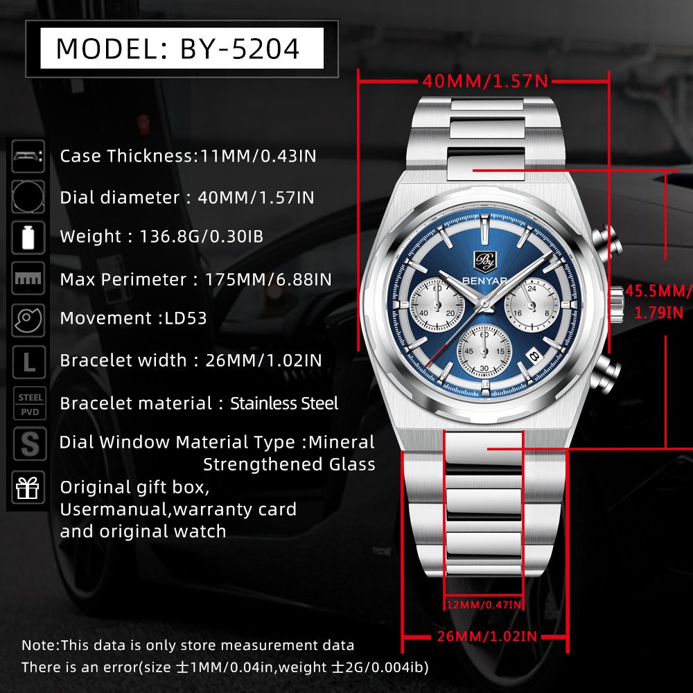 BENYAR 40 مللي متر ساعة كوارتز - مراجعة Luxury Watch Second Hand وسعره