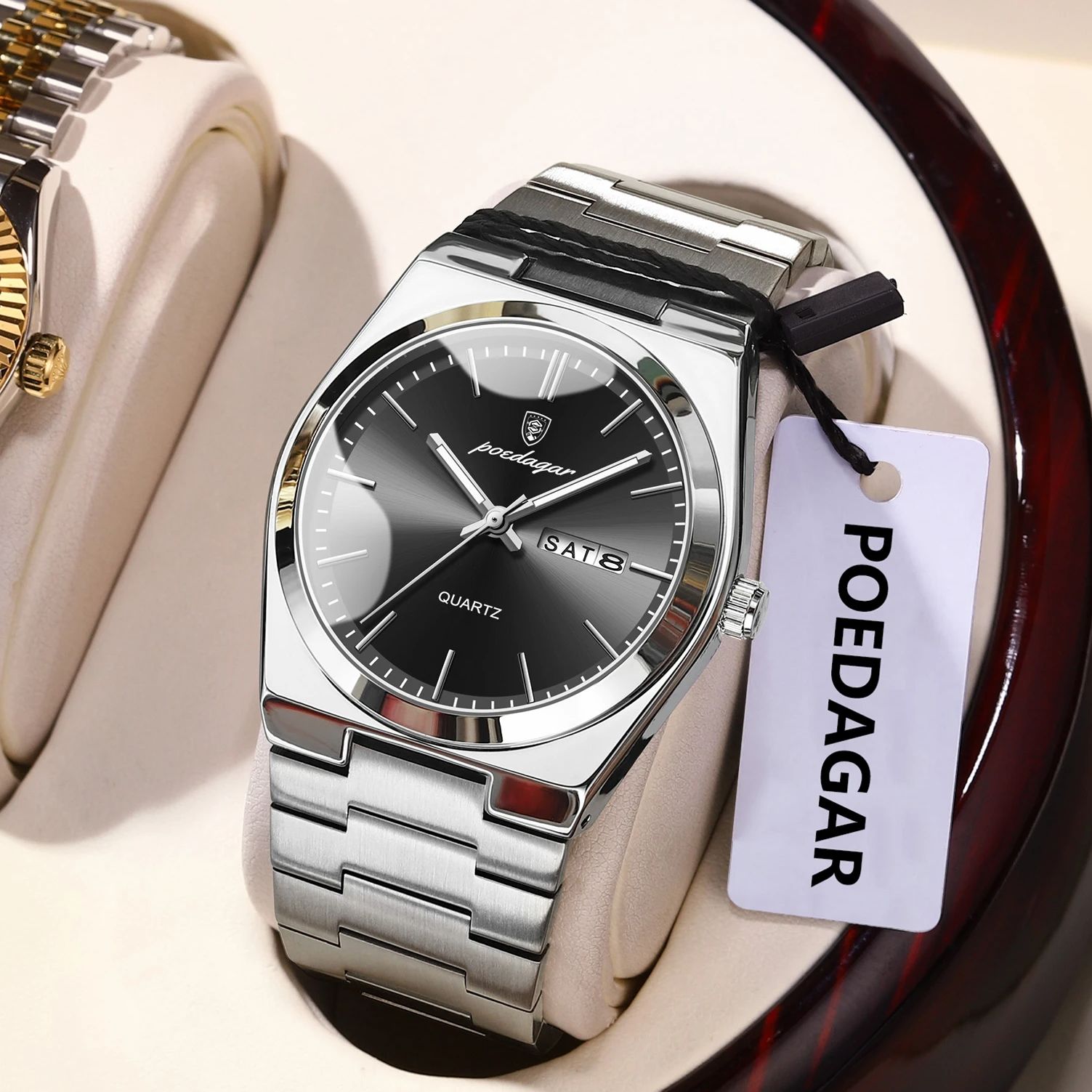 POEDAGAR ساعة يد كوارتز رجالية - مراجعة Luxury Watch Omega وسعره